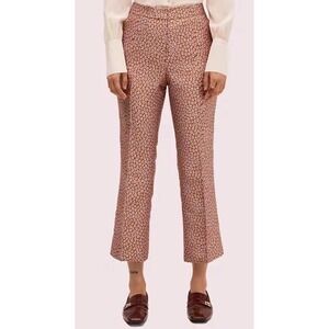 NEW KATE SPADE Flora Leopard Jacquard Cropped Pants Creased Legs Women's 2